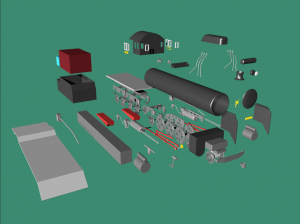 3D蒸気機関車51部品図(Blender)